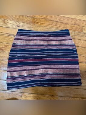 Hollister Navy, Burgundy, and Pink Striped Mini Skirt